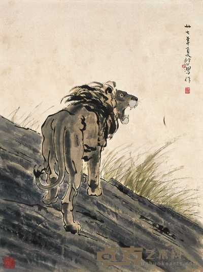 徐悲鸿 雄狮 立轴 97×73cm